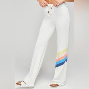 NWT Wild Fox Nassau White Rainbow Stripe Tennis Club Sweatpants Beach Coastal XS